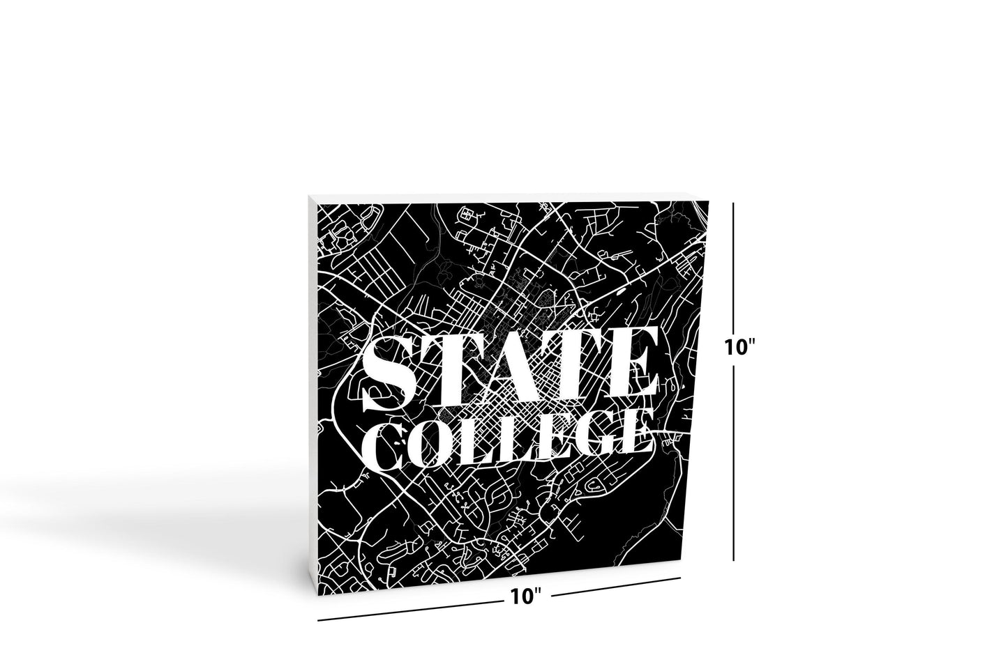 Minimalistic B&W Pennsylvania State College Map | Wood Block | Eaches | Min 2