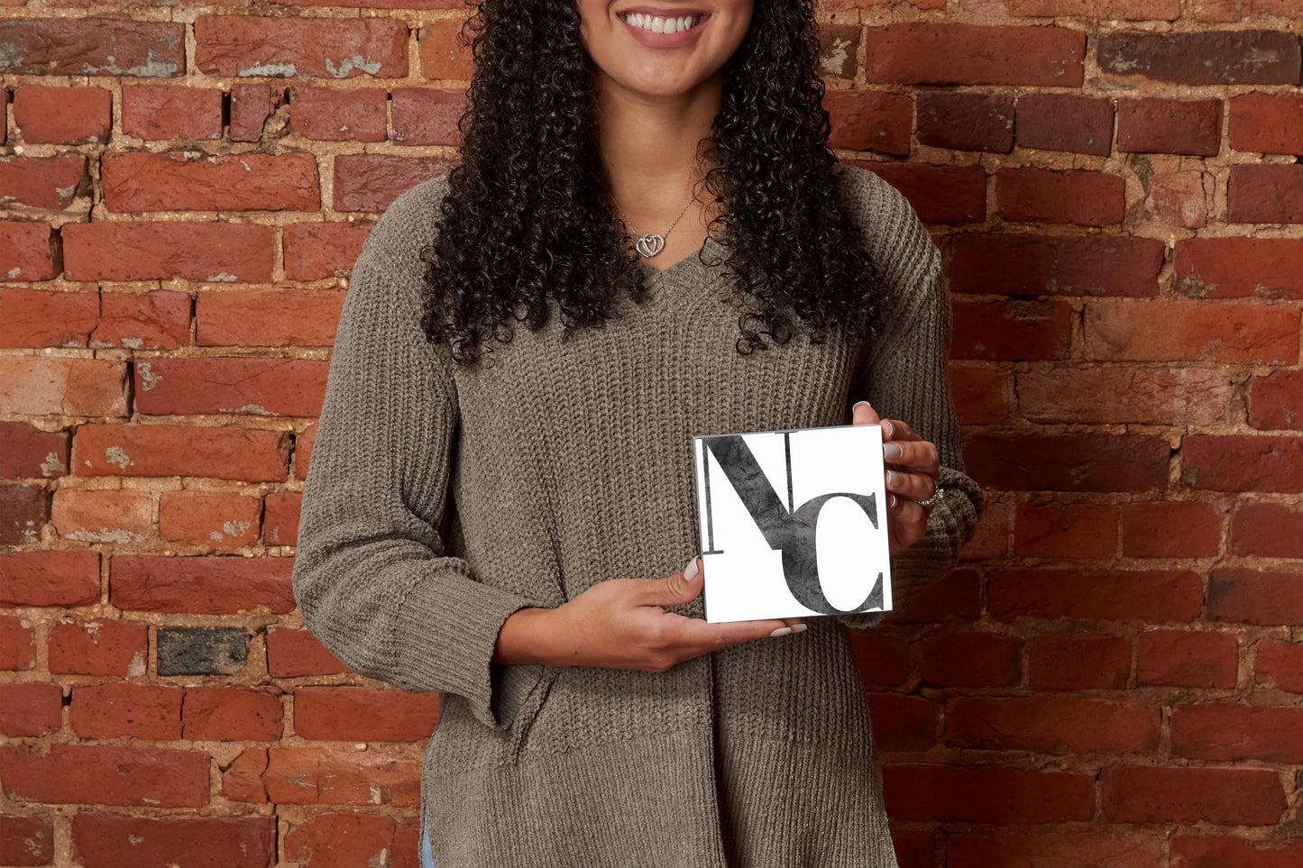 Minimalistic B&W North Carolina White Initials | Wood Block | Eaches | Min 4