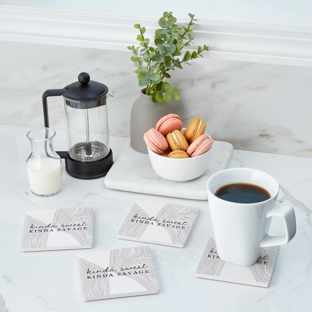 Modern Minimalist Mothers Day Kinda Sweet | Absorbent Coasters | Set of 4 | Min 2