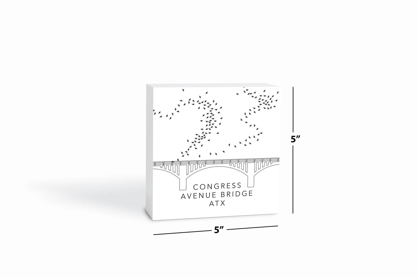 Minimalist B&W Texas Austin Congress Avenue Bridge | Wood Block | Eaches | Min 4