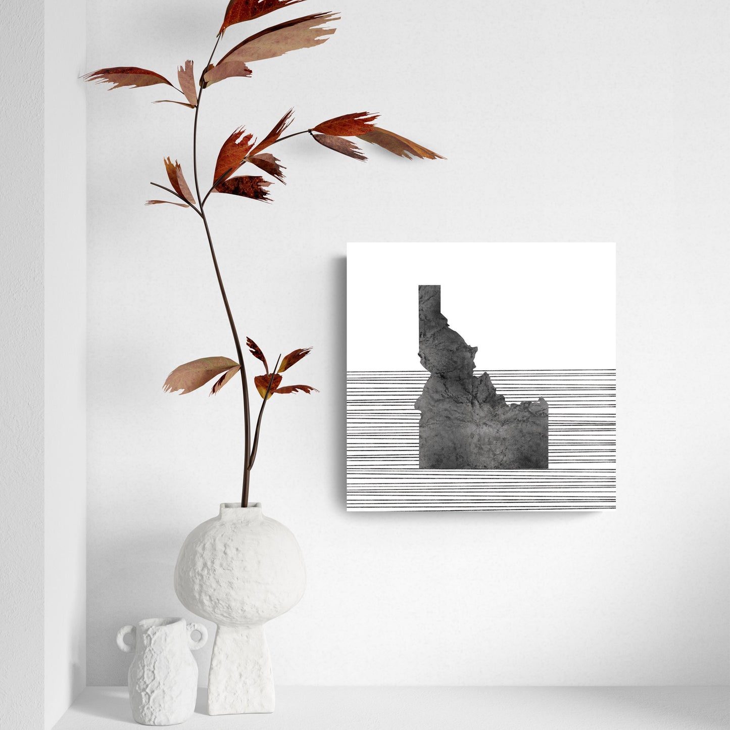 Minimalist B&W Idaho State With Straight Lines | Hi-Def Glass Art | Eaches | Min 2