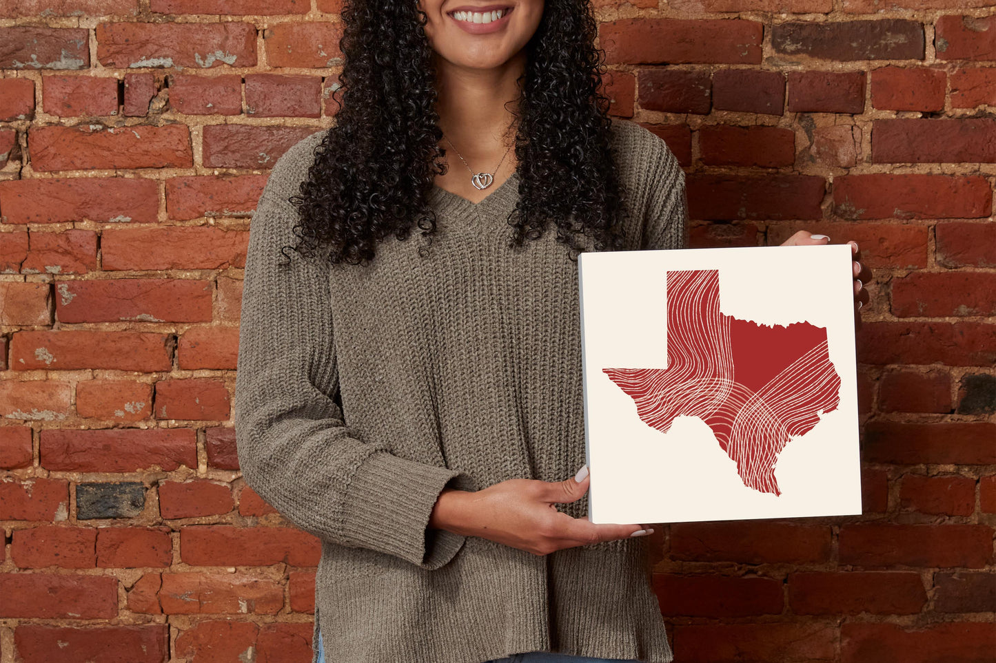 Modern Minimalist Texas Fluid Line State Shape | Wood Block | Eaches | Min 2