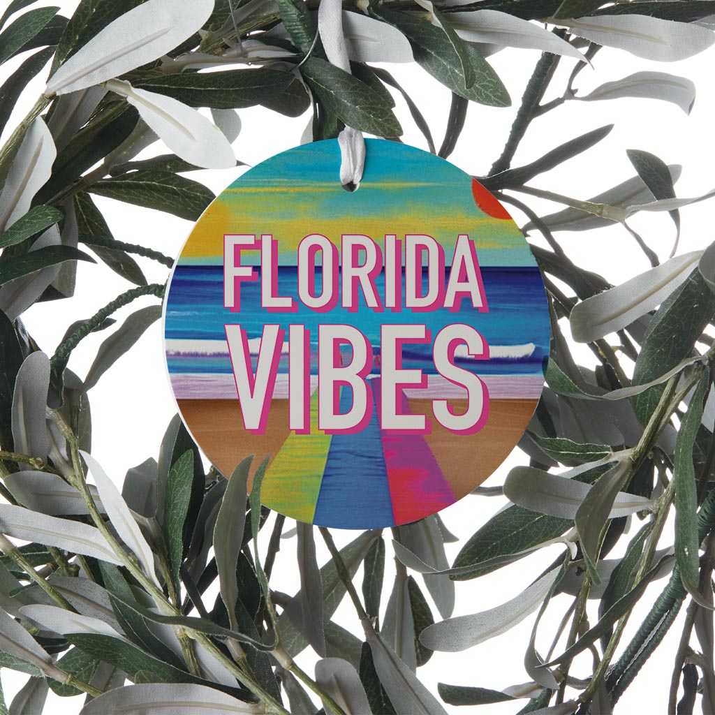 Florida Vibes| Wood Ornament | Eaches | Min 6