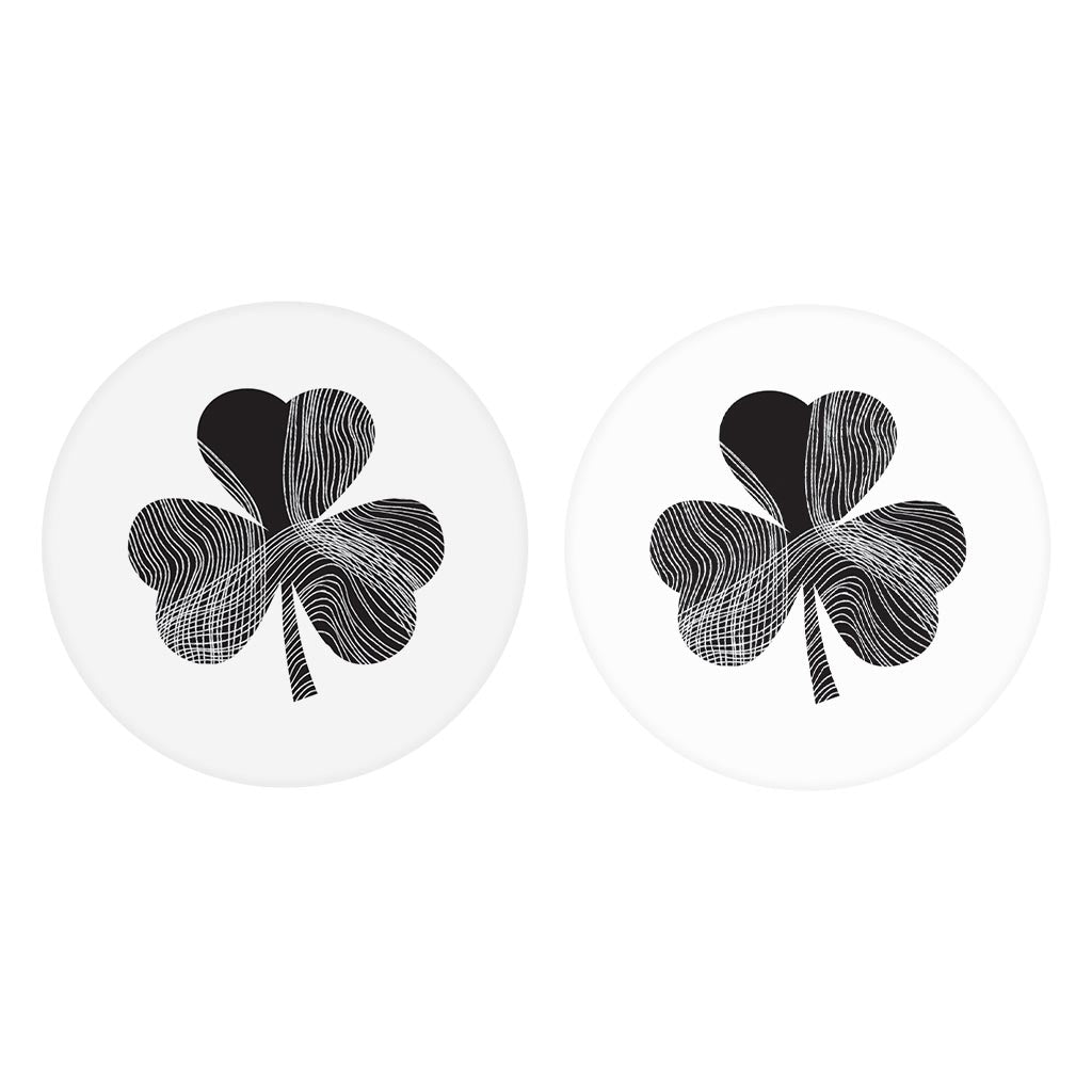 Minimalistic B&W Shamrock Shape Fluid Lines| Absorbent Car Coasters | Set of 2 | Min 4