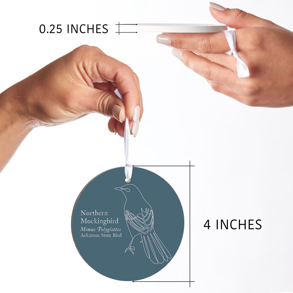 Modern Minimalist Arkansas Mockingbird| Wood Ornament | Eaches | Min 6