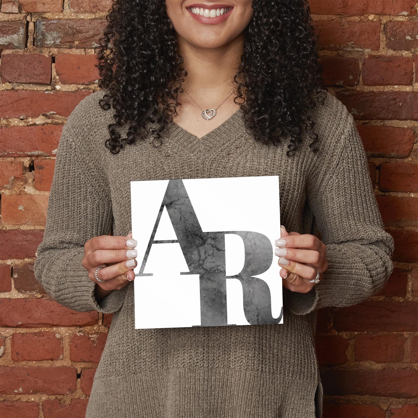 B&W Minimalist Arkansas White Initials | Hi-Def Glass Art | Eaches | Min 2