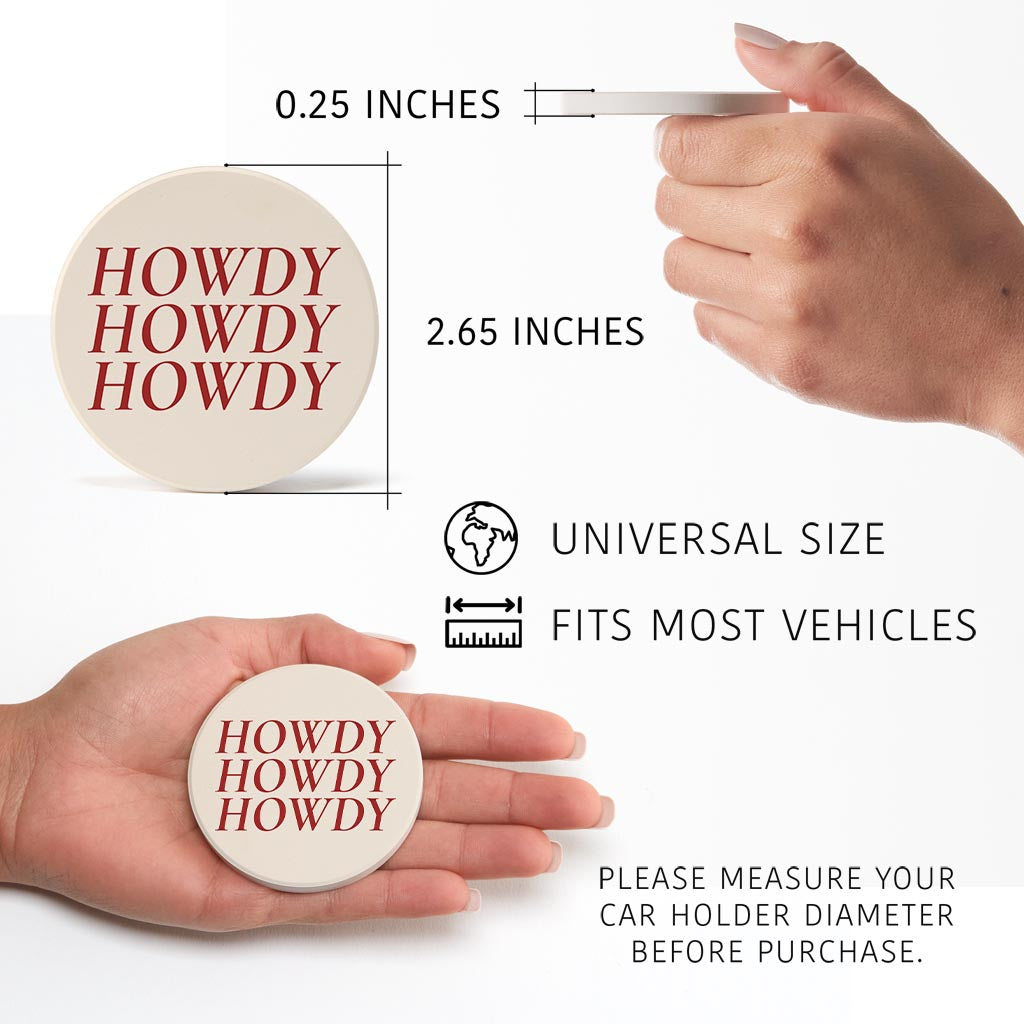 Modern Minimalist Texas Howdy | Absorbent Car Coasters | Set of 2 | Min 4