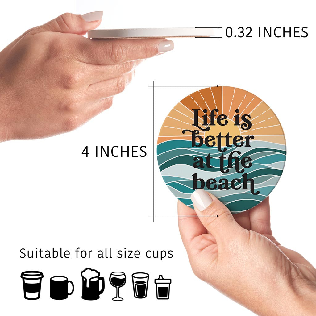 Life Is Better At The Beach| Absorbent Coasters | Set of 4 | Min 2