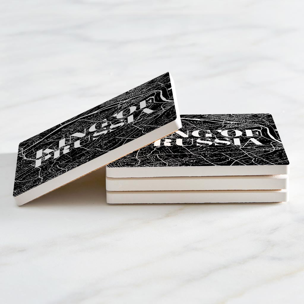 Minimalistic B&W Pennsylvania King Of Prussia Map | Absorbent Coasters | Set of 4 | Min 2