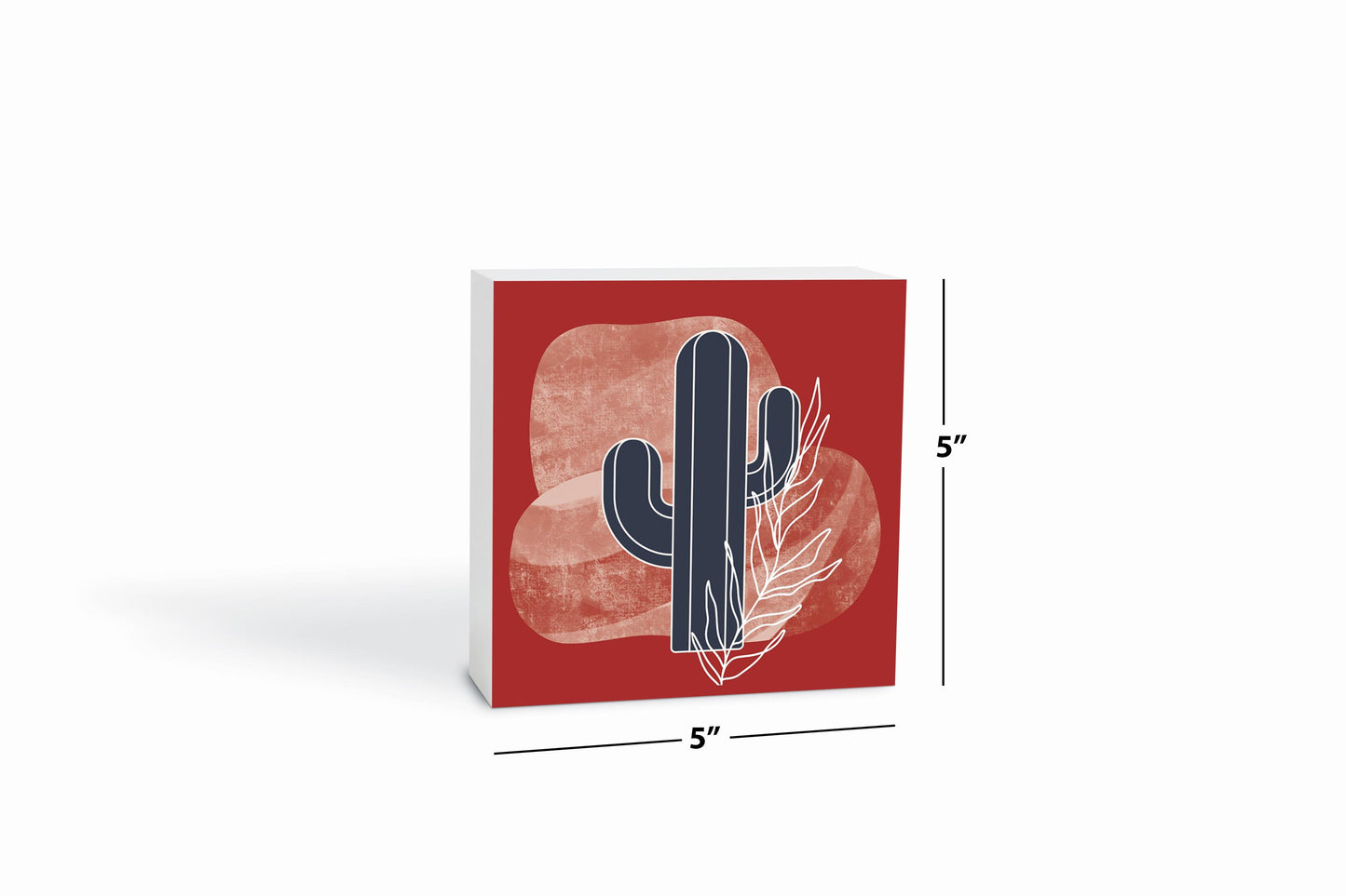 Modern Minimalist Texas Colors Cactus | Wood Block | Eaches | Min 4