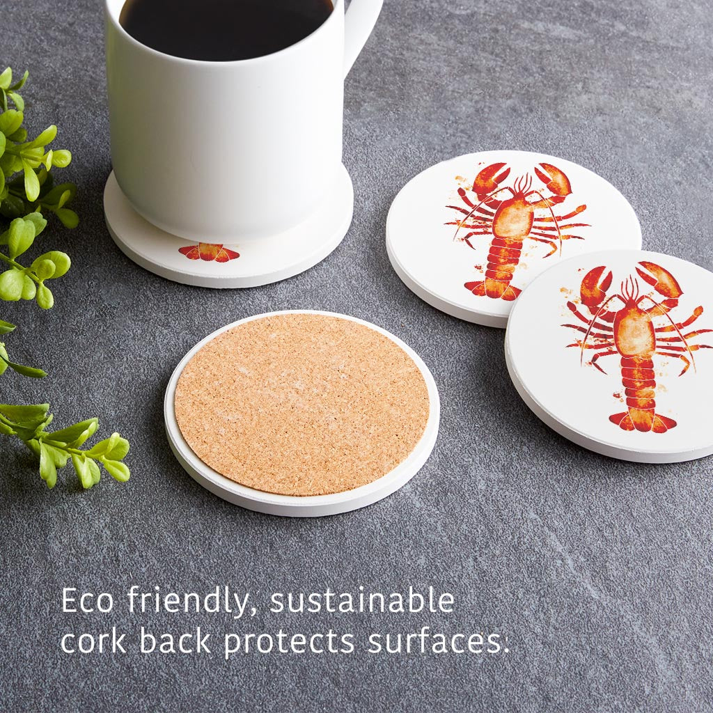 East Coast Water Color Lobster | Absorbent Coasters | Set of 4 | Min 2