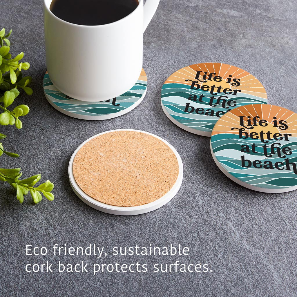 Life Is Better At The Beach| Absorbent Coasters | Set of 4 | Min 2