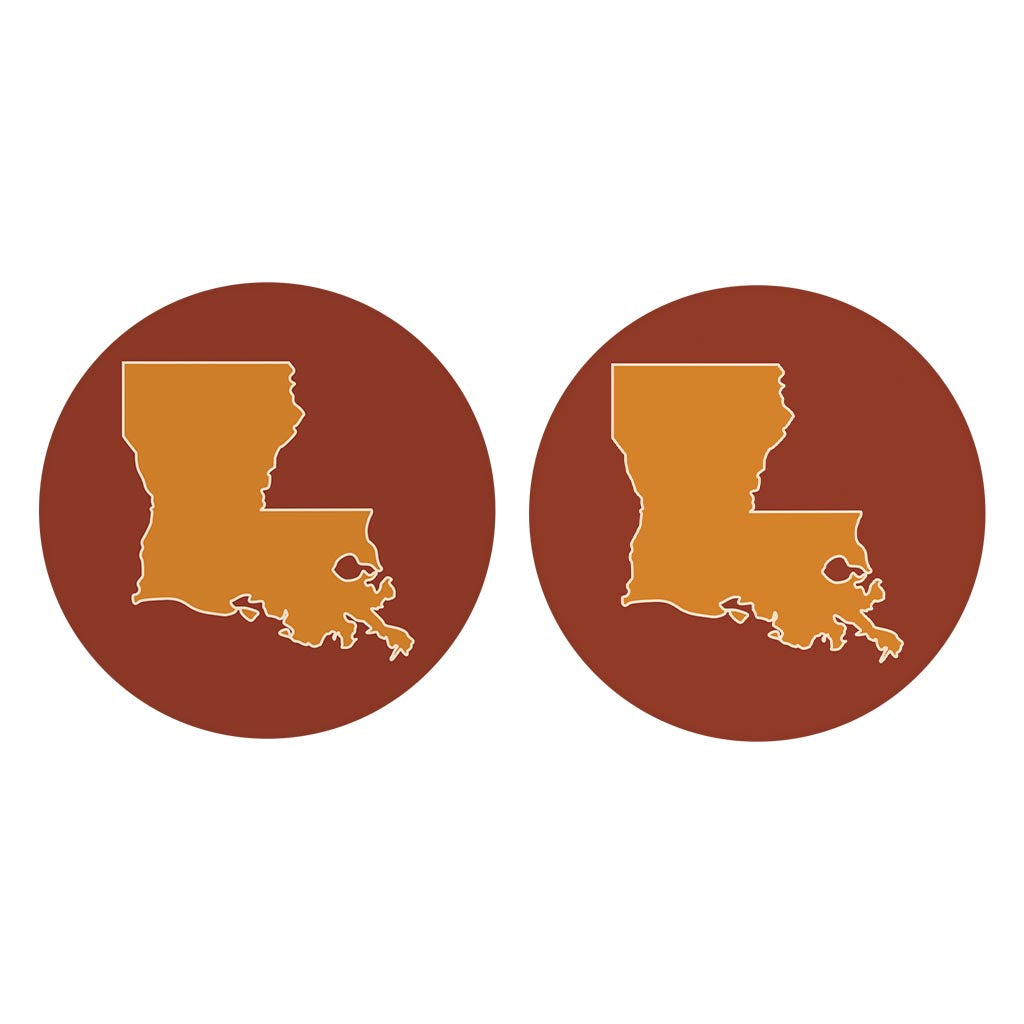 Louisiana Colorful State Shape | Absorbent Car Coasters | Set of 2 | Min 4