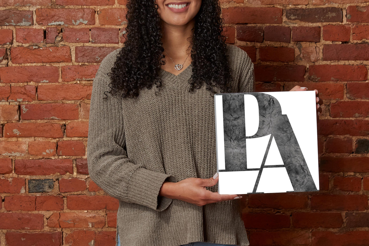 Minimalistic B&W Pennsylvania White Initials | Wood Block | Eaches | Min 2