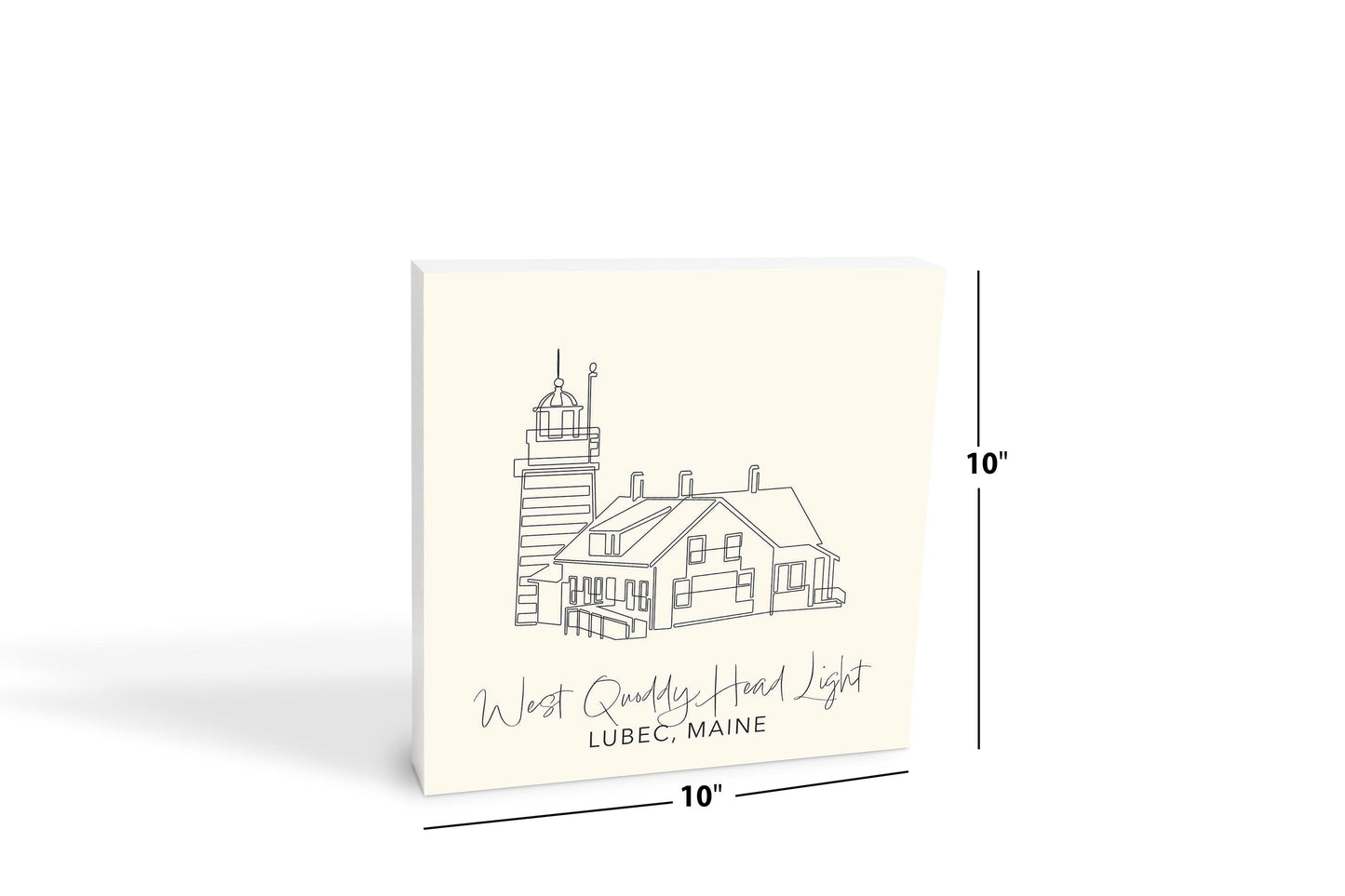 Cream West Quoddy Head Light | Wood Block | Eaches | Min 2