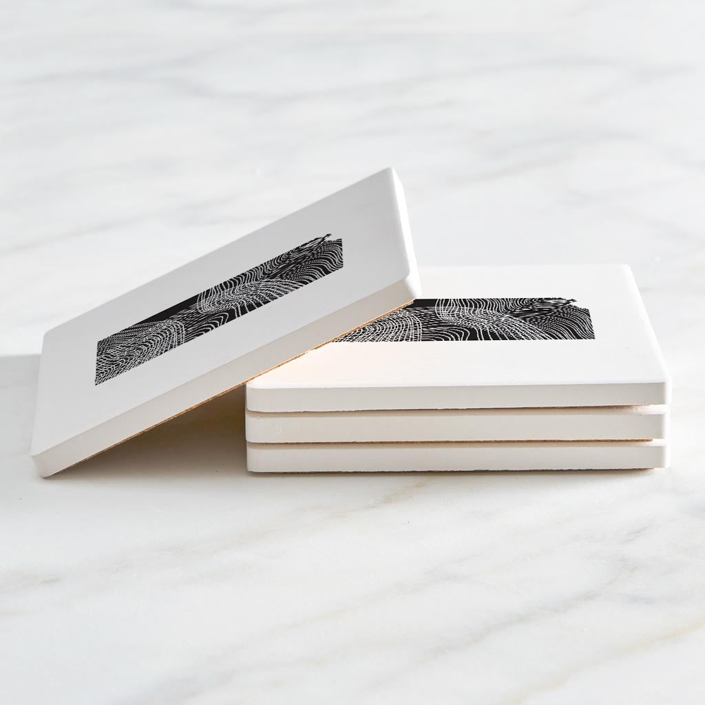 Minimalist B&W Kansas State Shape | Absorbent Coasters | Set of 4 | Min 2