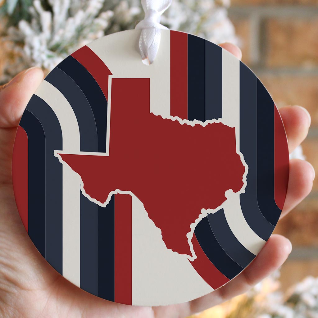 Modern Minimalist Texas Colors Retro Shape | Wood Ornament | Eaches | Min 6