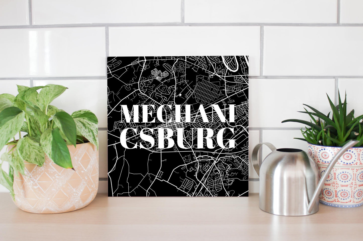 Minimalistic B&W Pennsylvania Mechanicsburg Map | Wood Sign | Eaches | Min 2