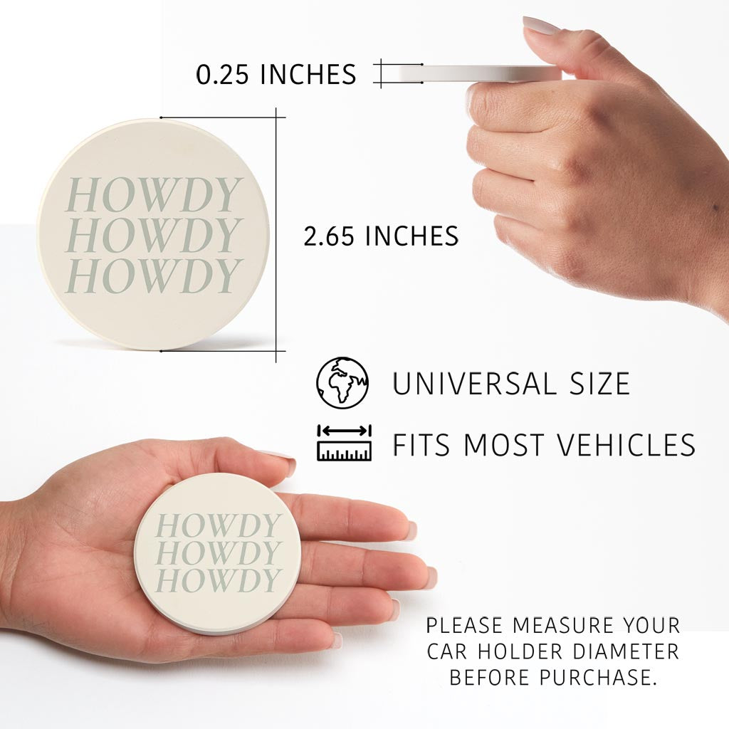 Modern Minimalist Oklahoma Howdy | Absorbent Car Coasters | Set of 2 | Min 4