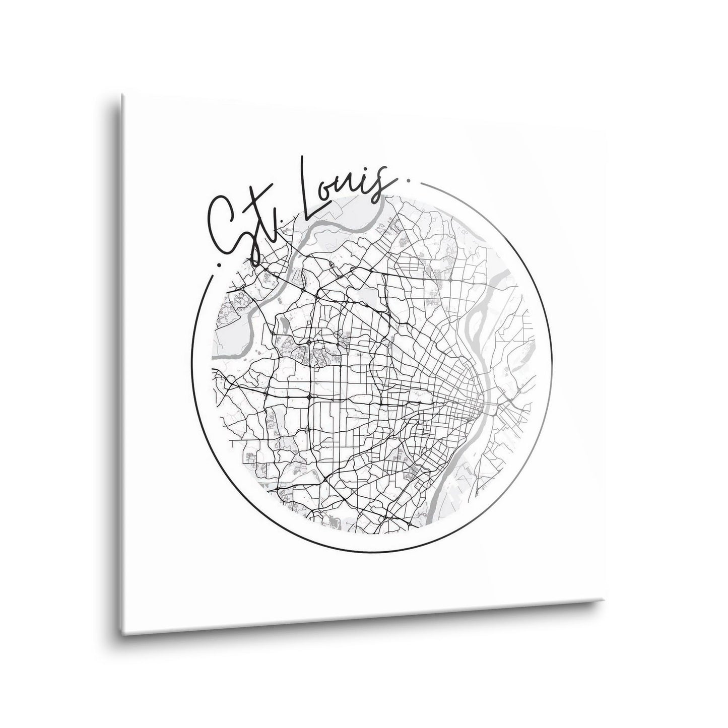 Minimalist B&W Missouri St Louis Circle Map | Hi-Def Glass Art | Eaches | Min 1