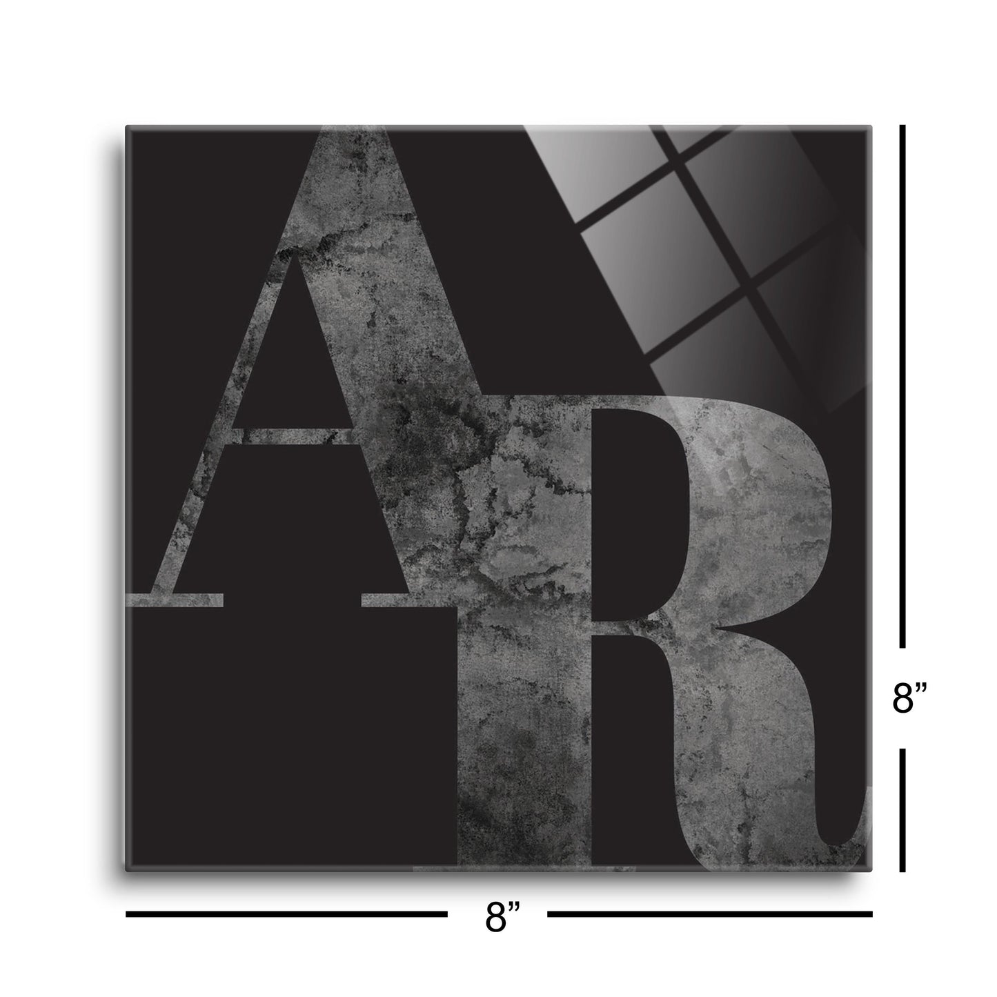 B&W Minimalist Arkansas Black Initials | Hi-Def Glass Art | Eaches | Min 2