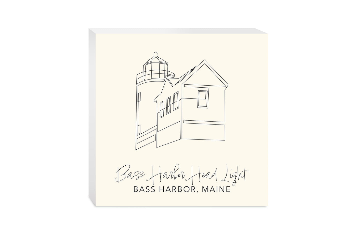 Cream Bass Harbor Head Light | Wood Block | Eaches | Min 2