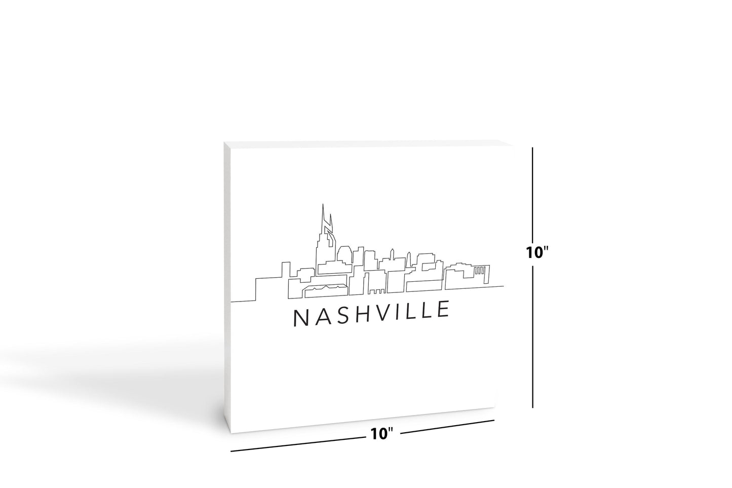 Minimalist B&W Tennessee Nashville Skyline | Wood Block | Eaches | Min 2