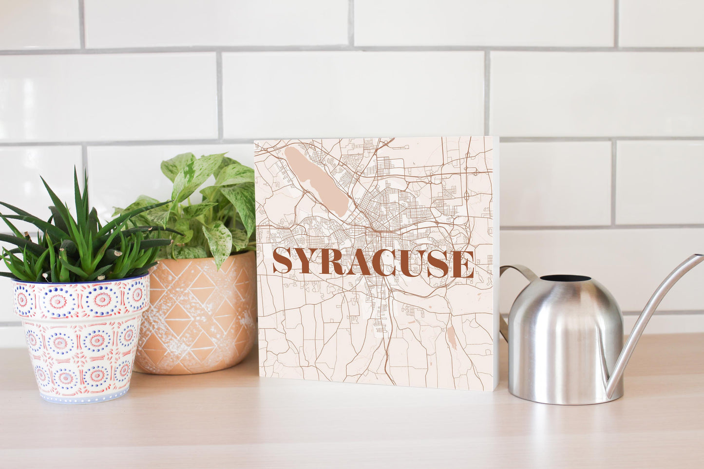 Modern Minimalist New York Syracuse Map | Wood Block | Eaches | Min 2