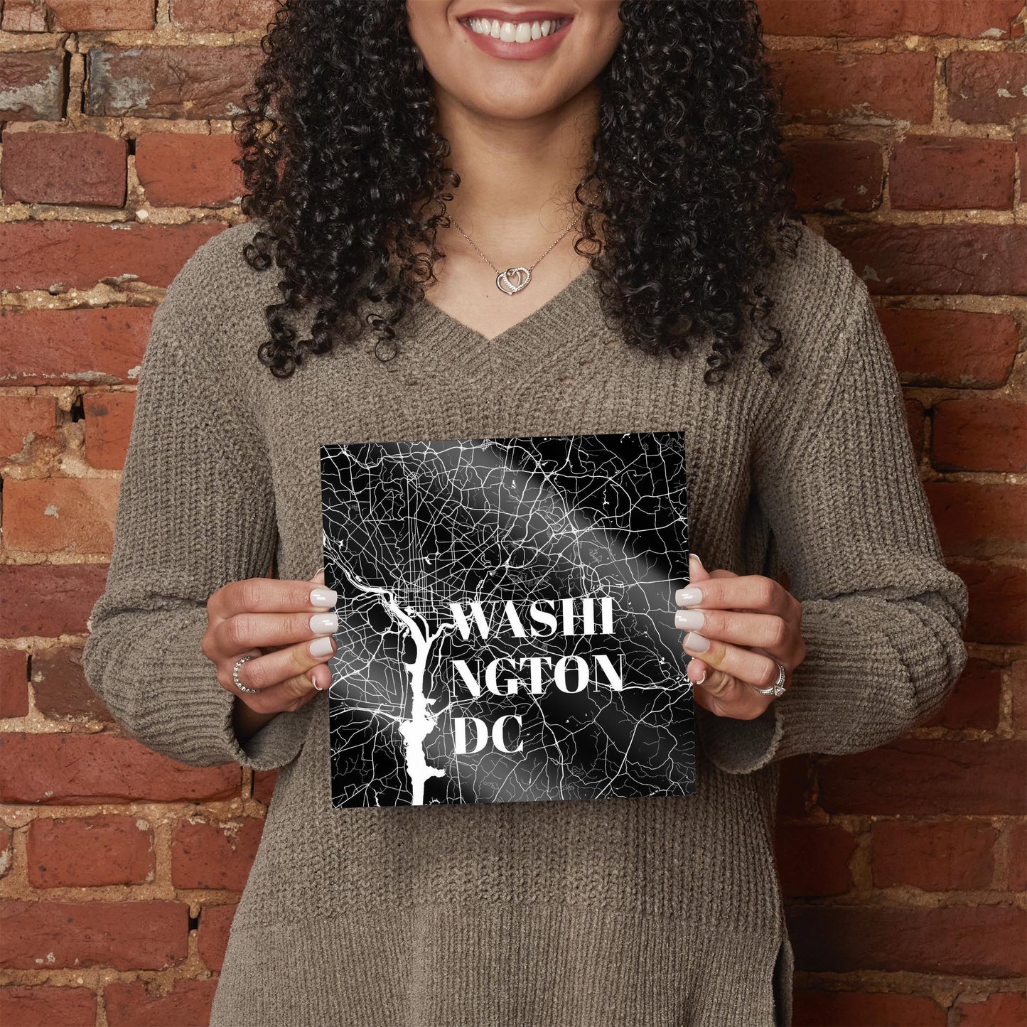 Minimalistic B&W Washington Dc Map | Hi-Def Glass Art | Eaches | Min 2