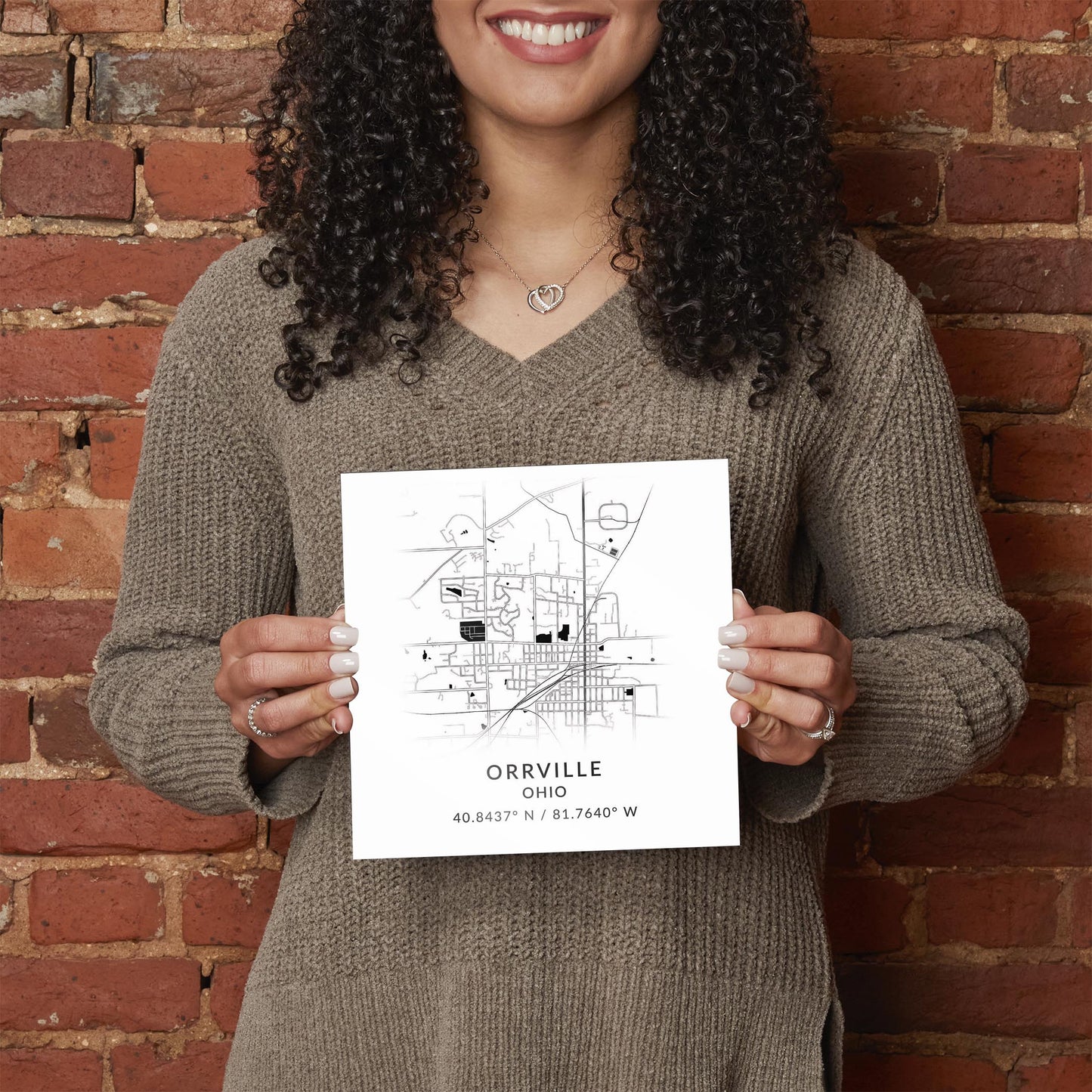 Orrville Oh Minimalistic Map With Coordinates | Hi-Def Glass Art | Eaches | Min 2