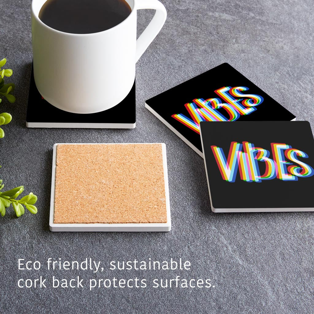 Funky Vibes Illusion In Black| Absorbent Coasters | Set of 4 | Min 2