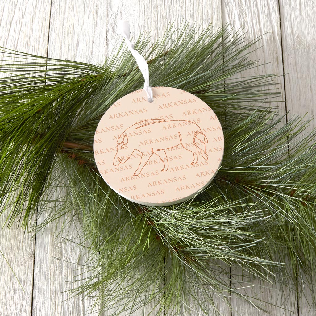 Modern Minimalist Arkansas Hog Line Drawing| Wood Ornament | Eaches | Min 6