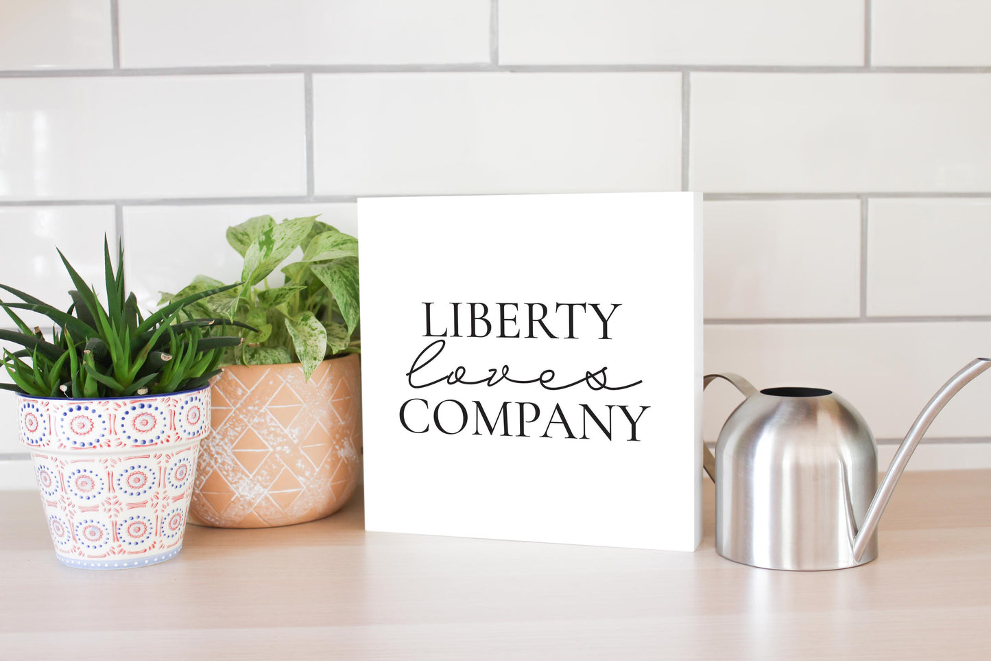 Minimalistic B&W Pennsylvania Liberty Quip | Wood Block | Eaches | Min 2