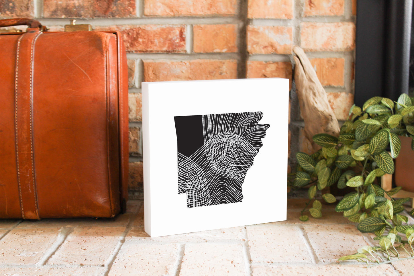 B&W Minimalist Arkansas Fluid Lines | Wood Block | Eaches | Min 2
