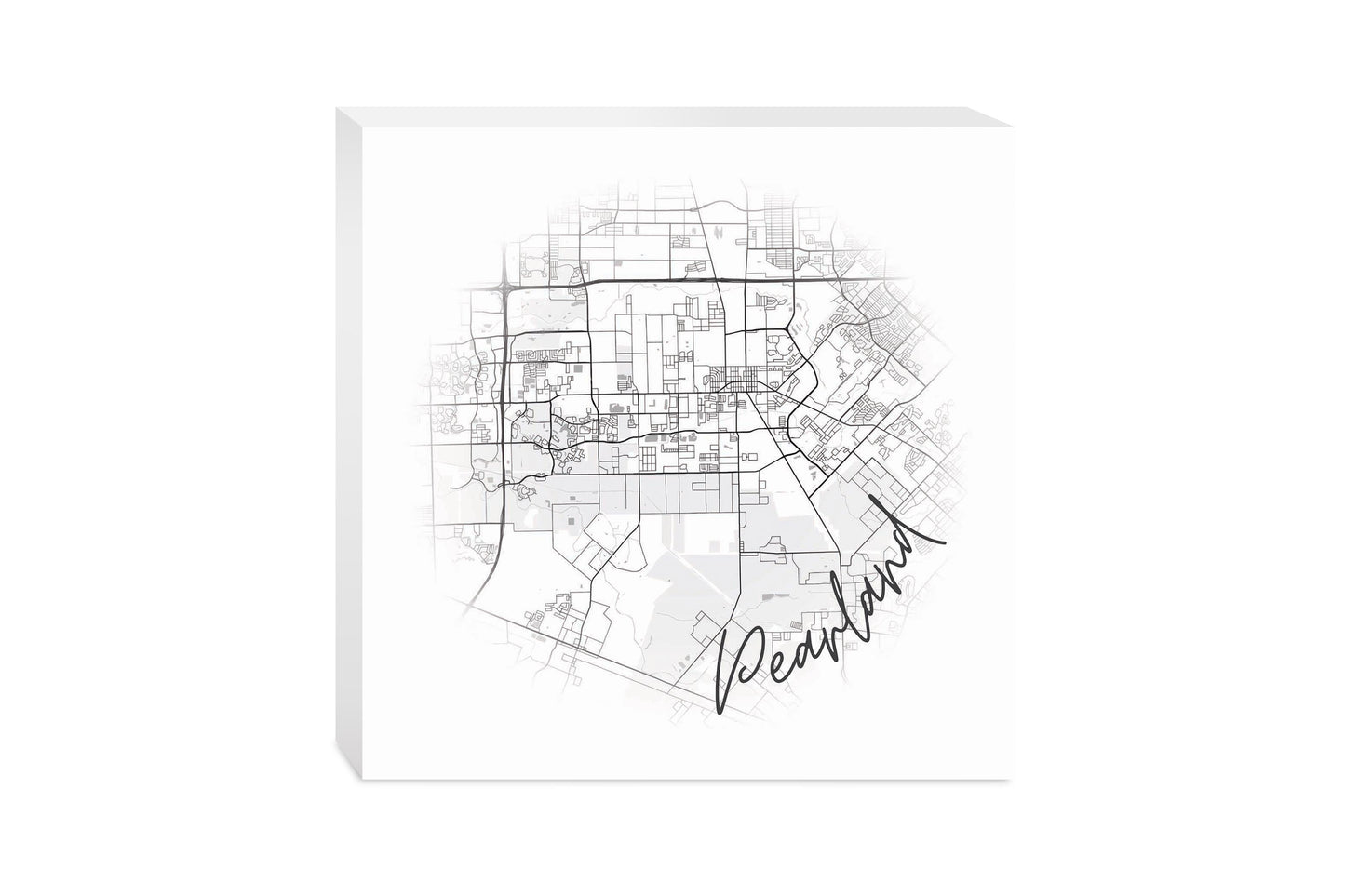Minimalistic B&W Texas Pearland City Circle Map | Wood Block | Eaches | Min 2