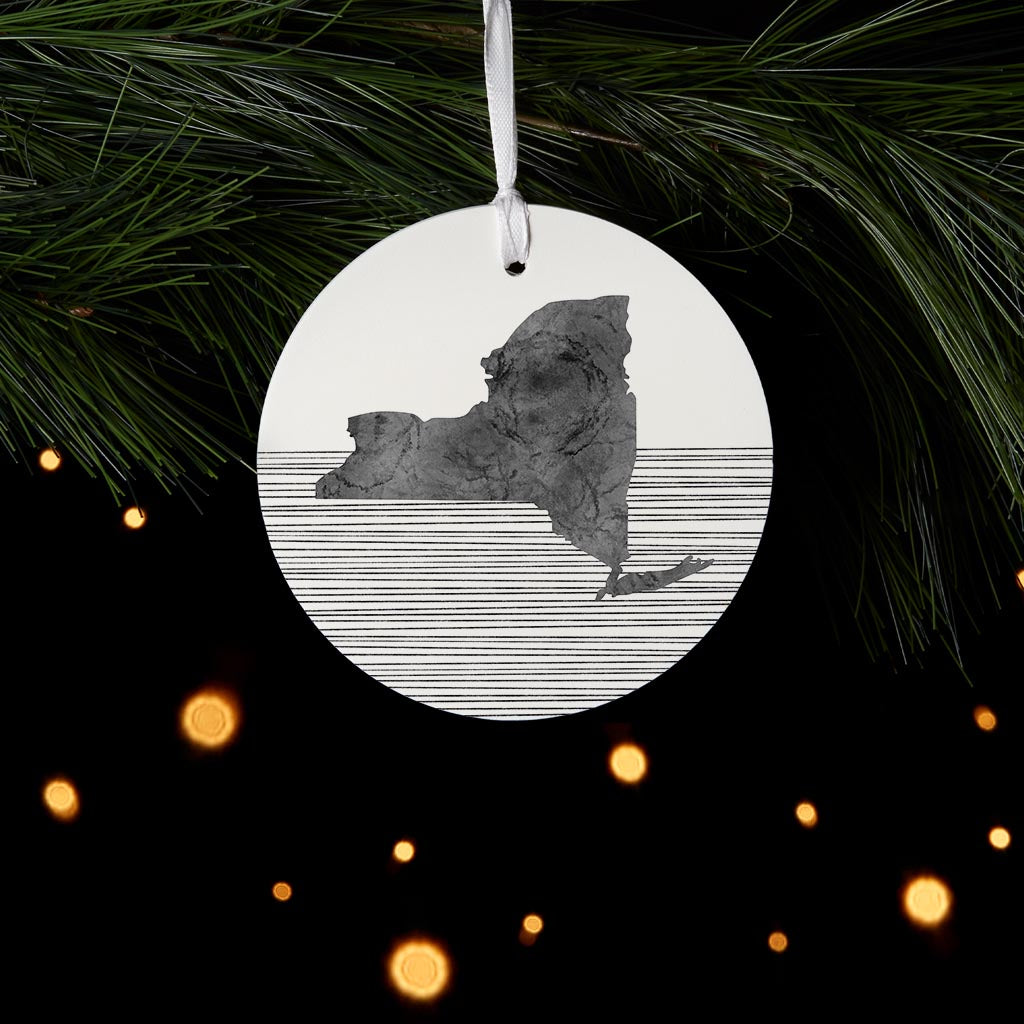Minimalistic B&W New York Shape Straight Lines | Wood Ornament | Eaches | Min 6