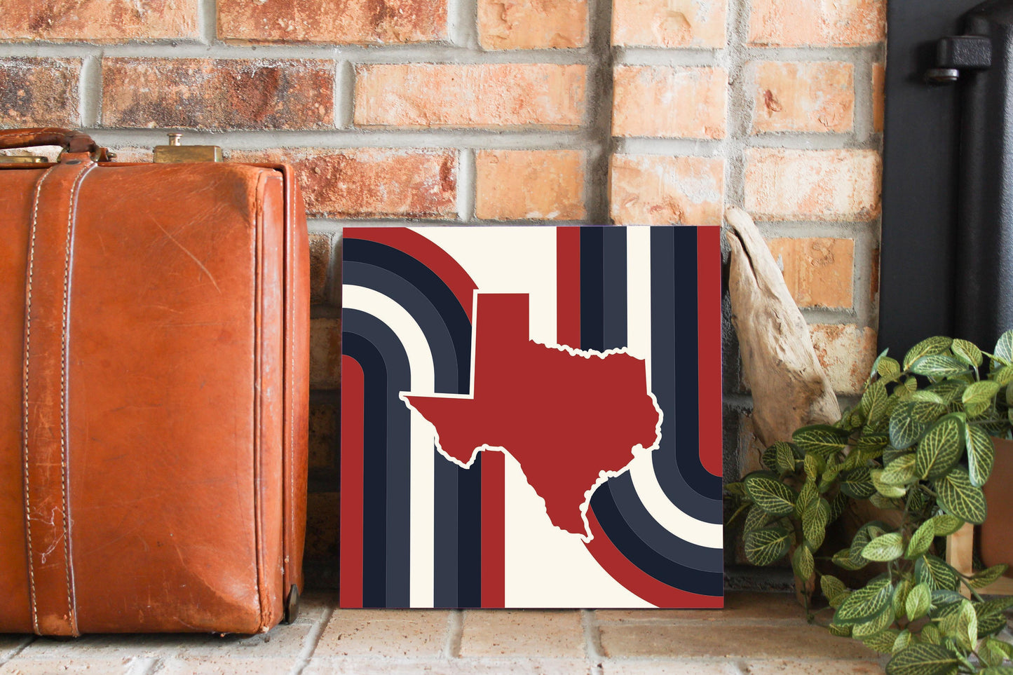 Modern Minimalist Texas Colors Retro Shape | Wood Sign | Eaches | Min 2
