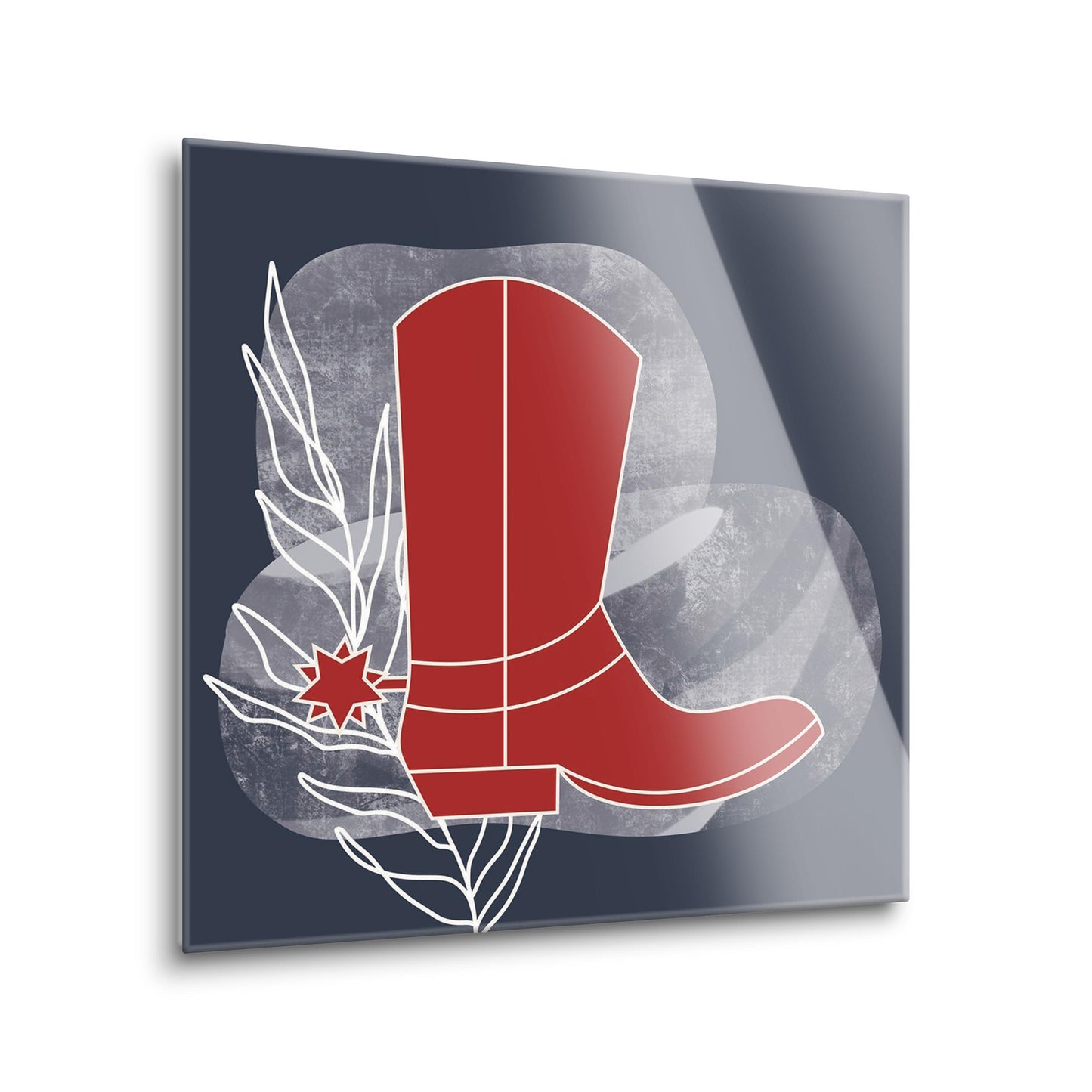 Modern Minimalist Texas Colors Boot | Hi-Def Glass Art | Eaches | Min 2