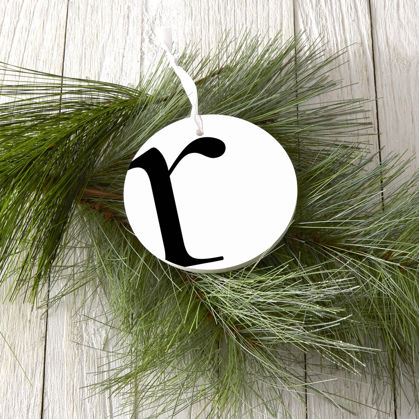 Minimalist Monogram R Circle| Wood Ornament | Eaches | Min 6