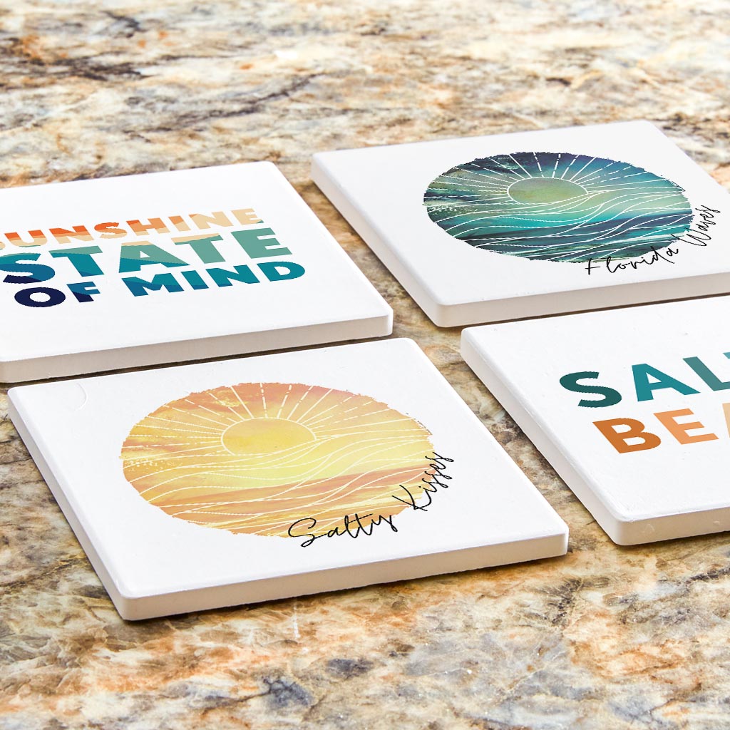 Florida Minimalistic Sayings| Absorbent Coasters | Set of 4 | Min 2