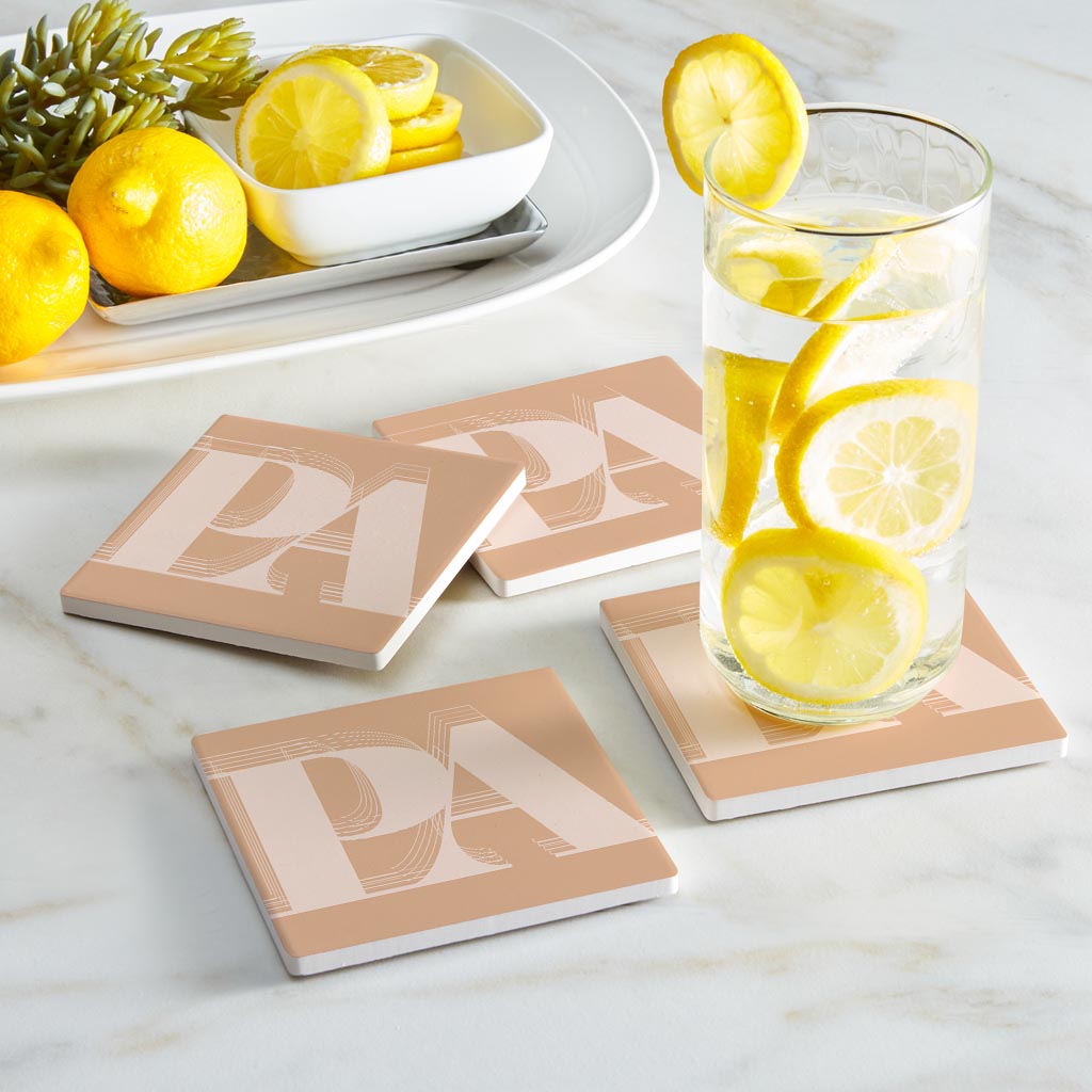 Modern Minimalist Pennsylvania Pa Initials Light | Absorbent Coasters | Set of 4 | Min 2