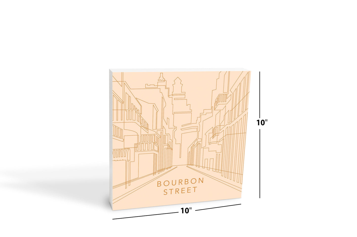 Modern Minimalist Louisiana Bourbon Street Line Drawing | Wood Block | Eaches | Min 2