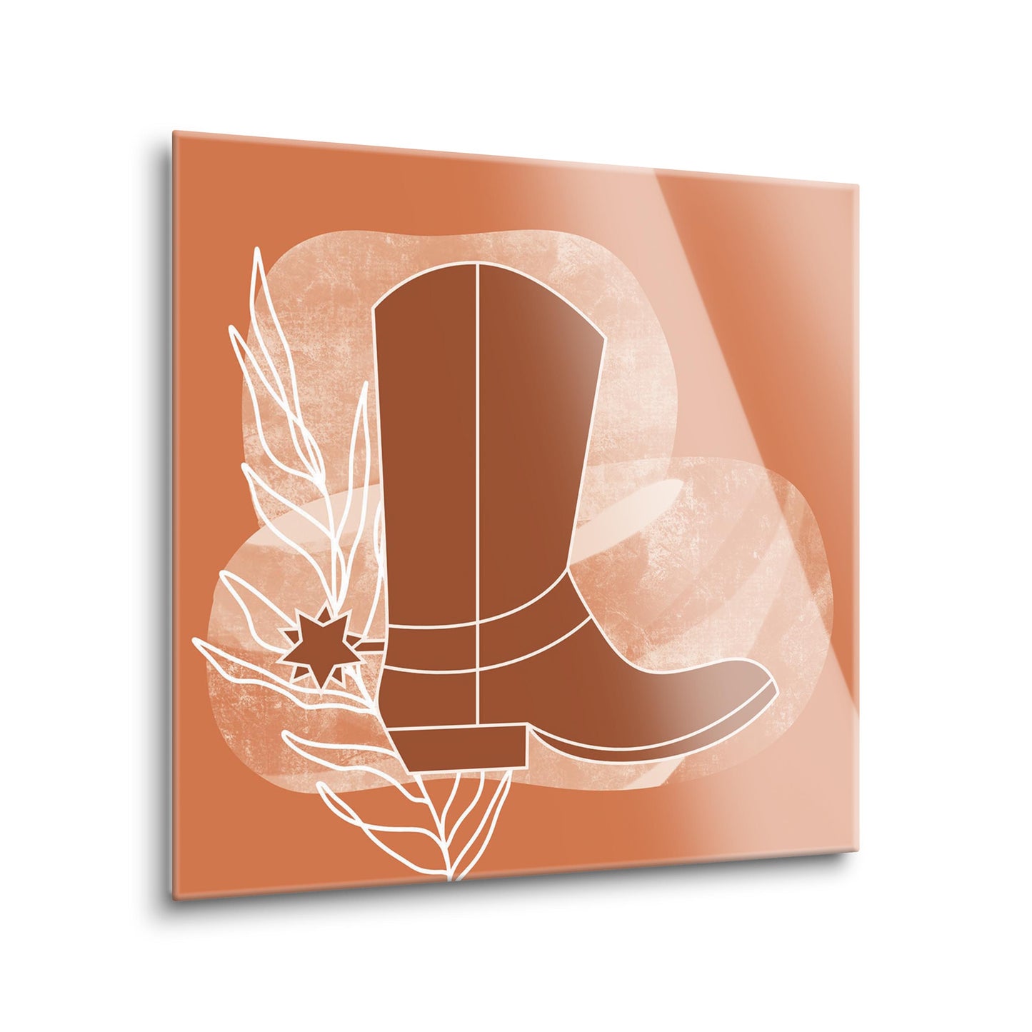 Modern Minimalist Texas Cowboy Boot | Hi-Def Glass Art | Eaches | Min 2