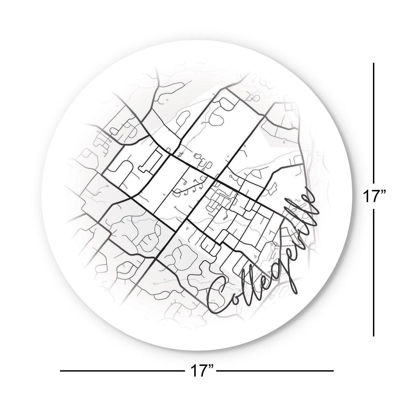 Minimalistic B&W Pennsylvania Collegeville Circle Map | Wood Sign | Eaches | Min 1