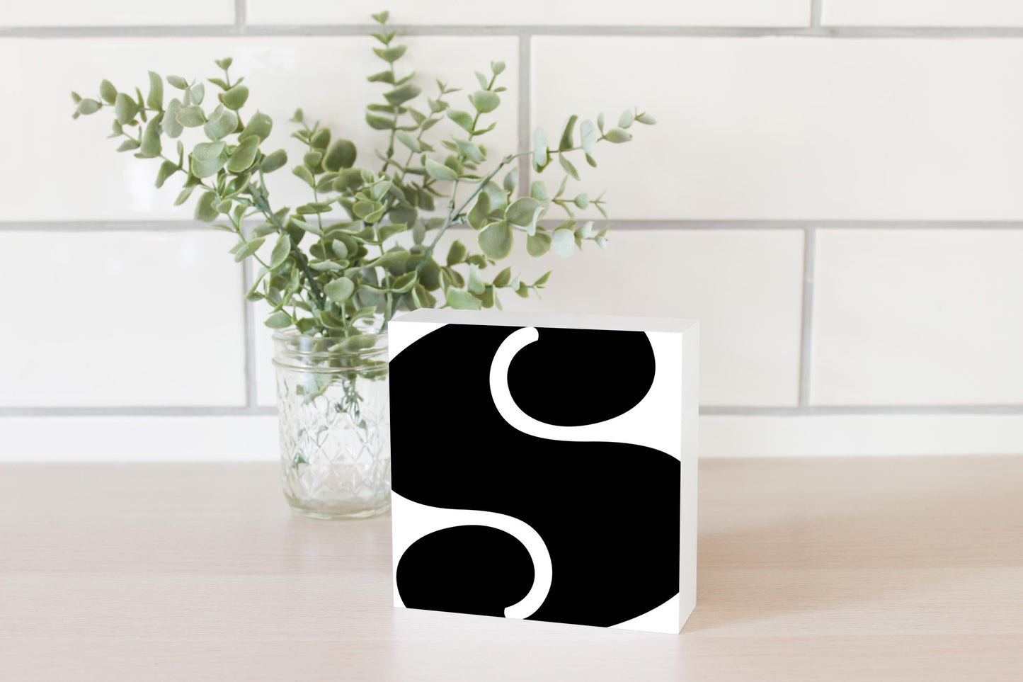Fun Chunky Monogram S | Wood Block | Eaches | Min 4
