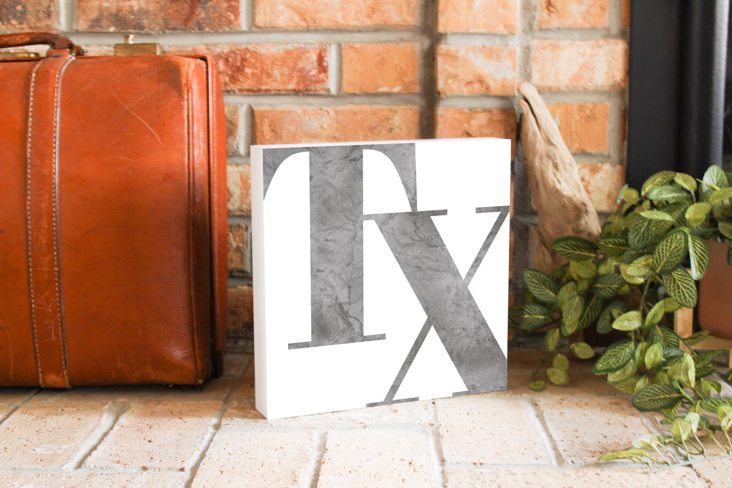 Modern White Texas Initials | Wood Block | Eaches | Min 2
