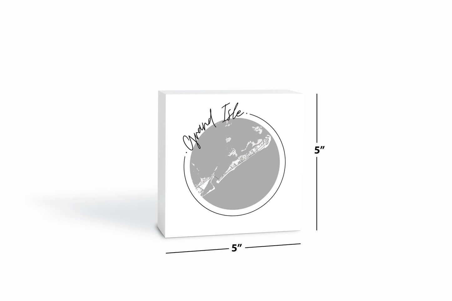 Minimalist B&W Louisiana Grand Isle Circle Map | Wood Block | Eaches | Min 4