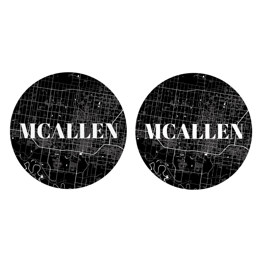 Minimalistic B&W Texas Mcallen Map | Absorbent Car Coasters | Set of 2 | Min 4
