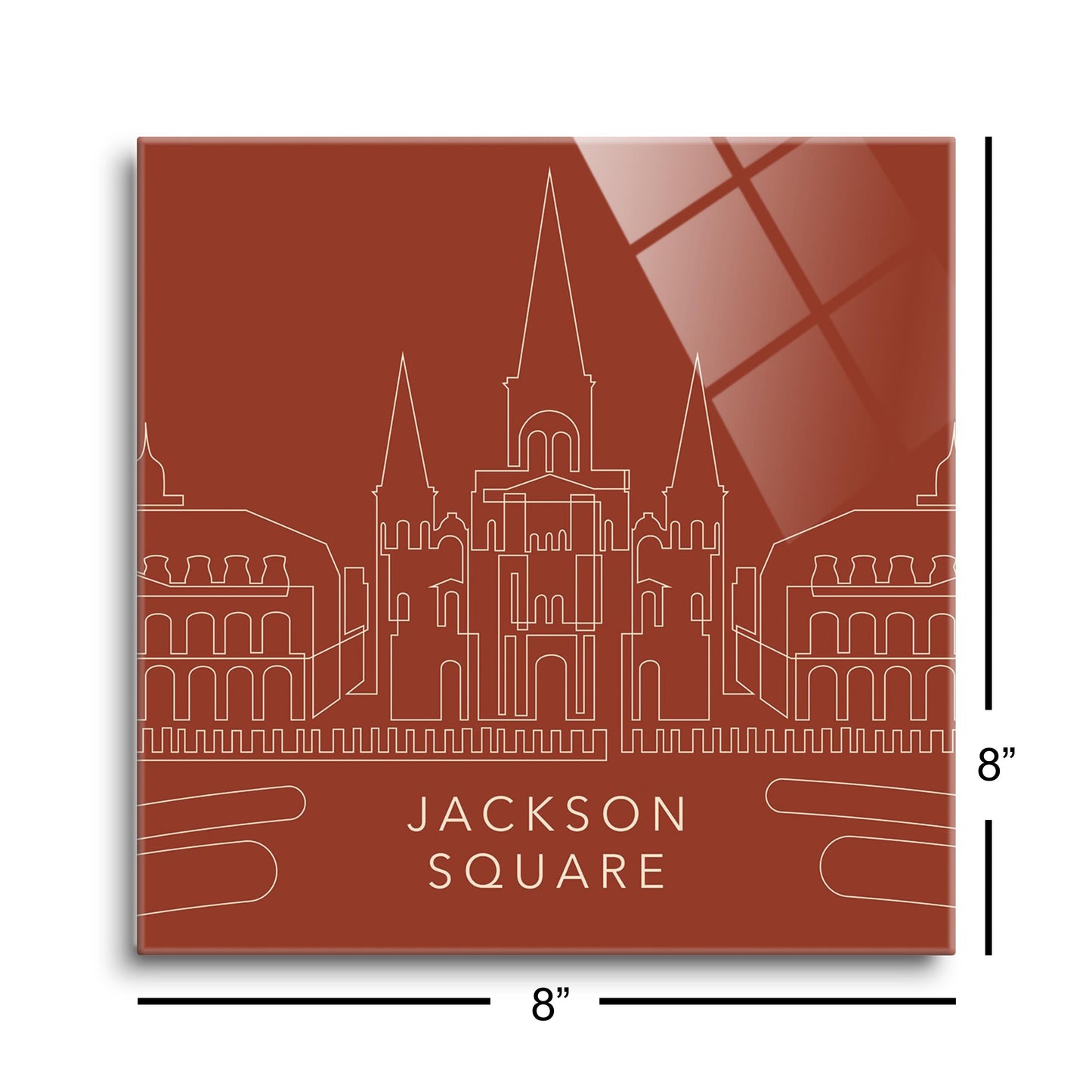 Modern Minimalist Louisiana Jackson Square Line Drawing | Hi-Def Glass Art | Eaches | Min 2