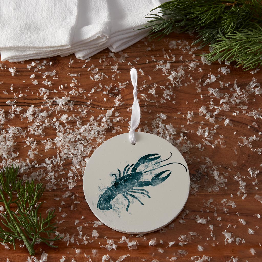 Blue White Water Color Crawfish| Wood Ornament | Eaches | Min 6